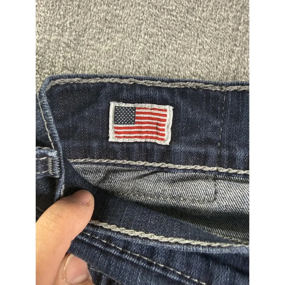 True Religion Danny Men's Jeans 34x31 Bootcut Blue Contrast Stitch CA30427 USA